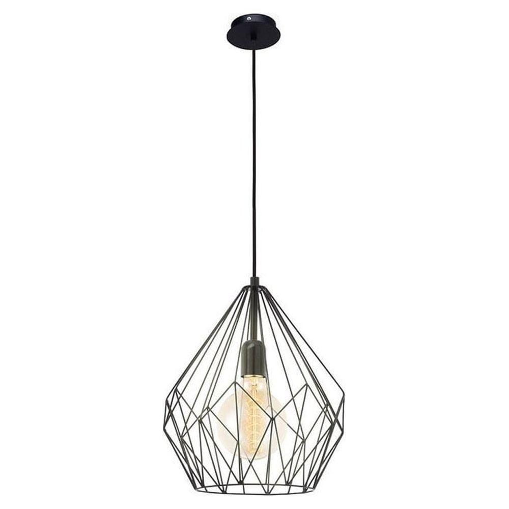 Carlton Matte Black Geometric Pendant Light 72" Height