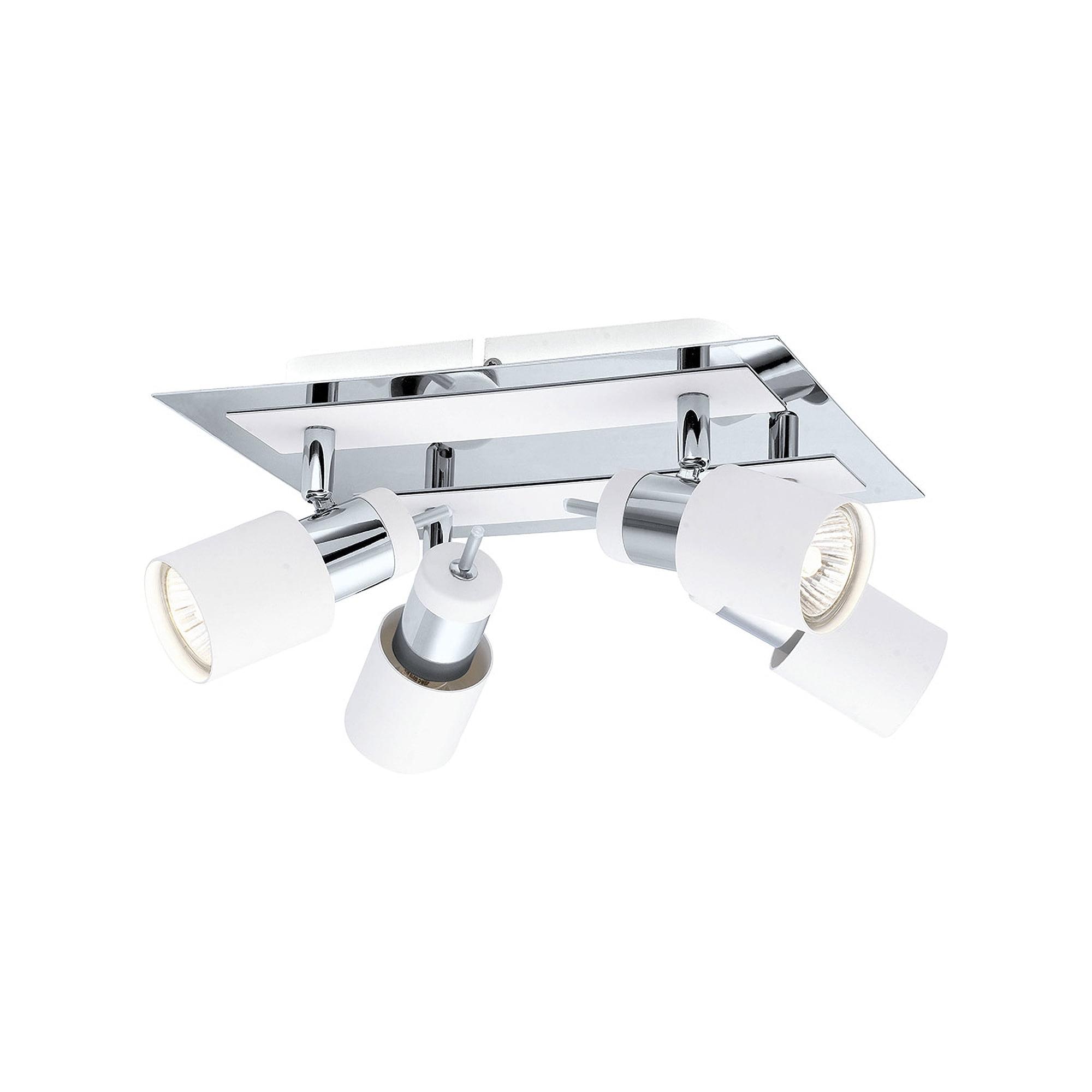 Davida Chrome White Modern 4-Light Semi-Flush Mount