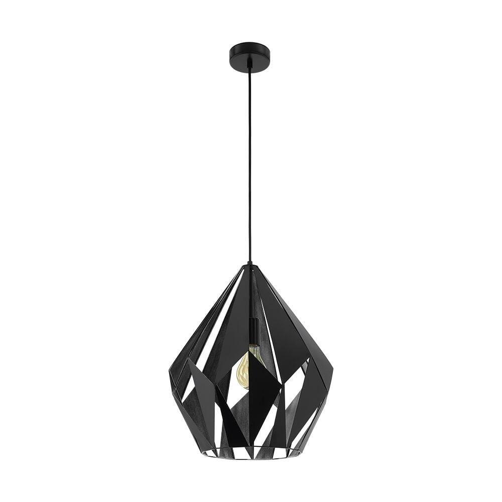 Carlton 20" Contemporary Matte Black & Silver Geometric Pendant