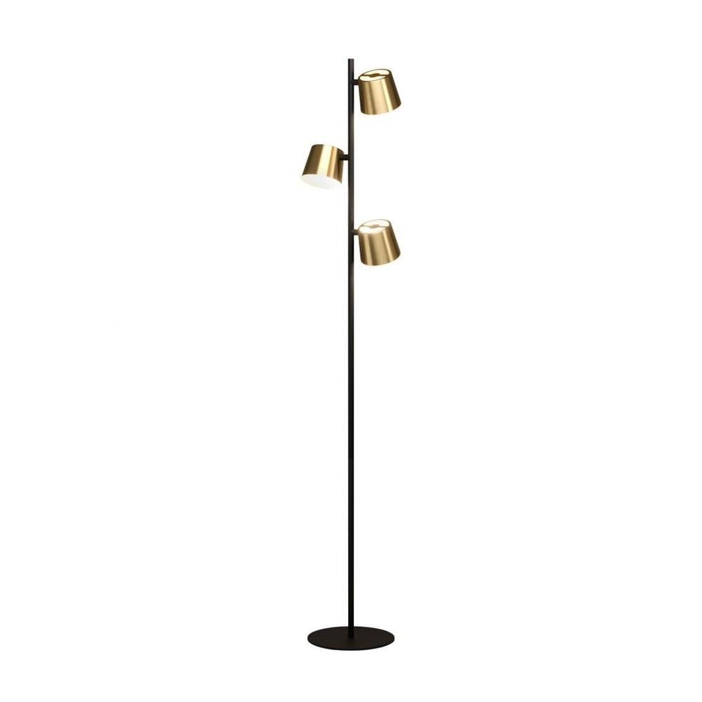 Altamira Adjustable Black Brass 3-Light Floor Lamp