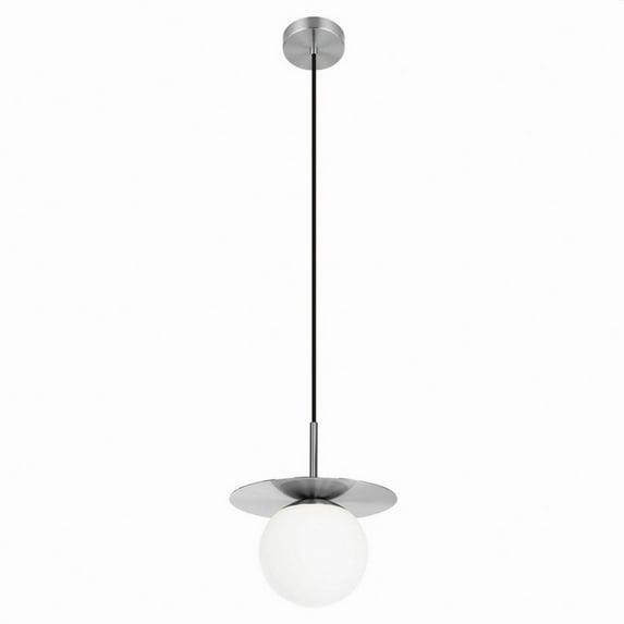 EGLO 1-Light Arenales Mini Pendant Matte Nickel Finish with White Opal Glass Shade : ETL Listed, Adjustable, Contemporary