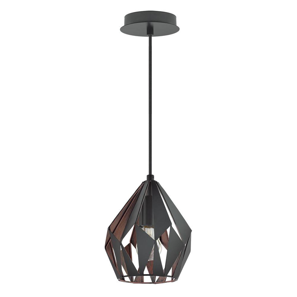 Carlton 3 Matte Black & Copper Geometric Pendant Light