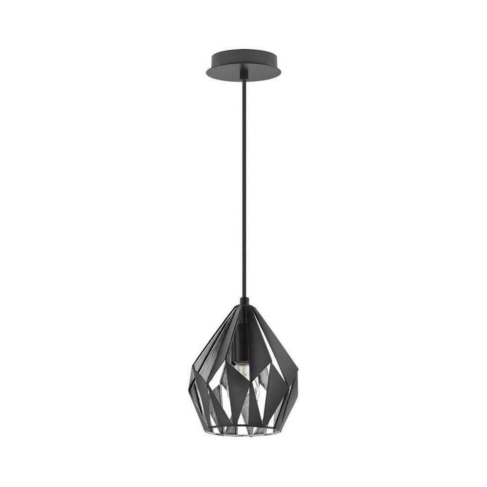 EGLO 1-Light Carlton Pendant Matte Black Silver: Vintage-Inspired, Loft-Style Ceiling Fixture