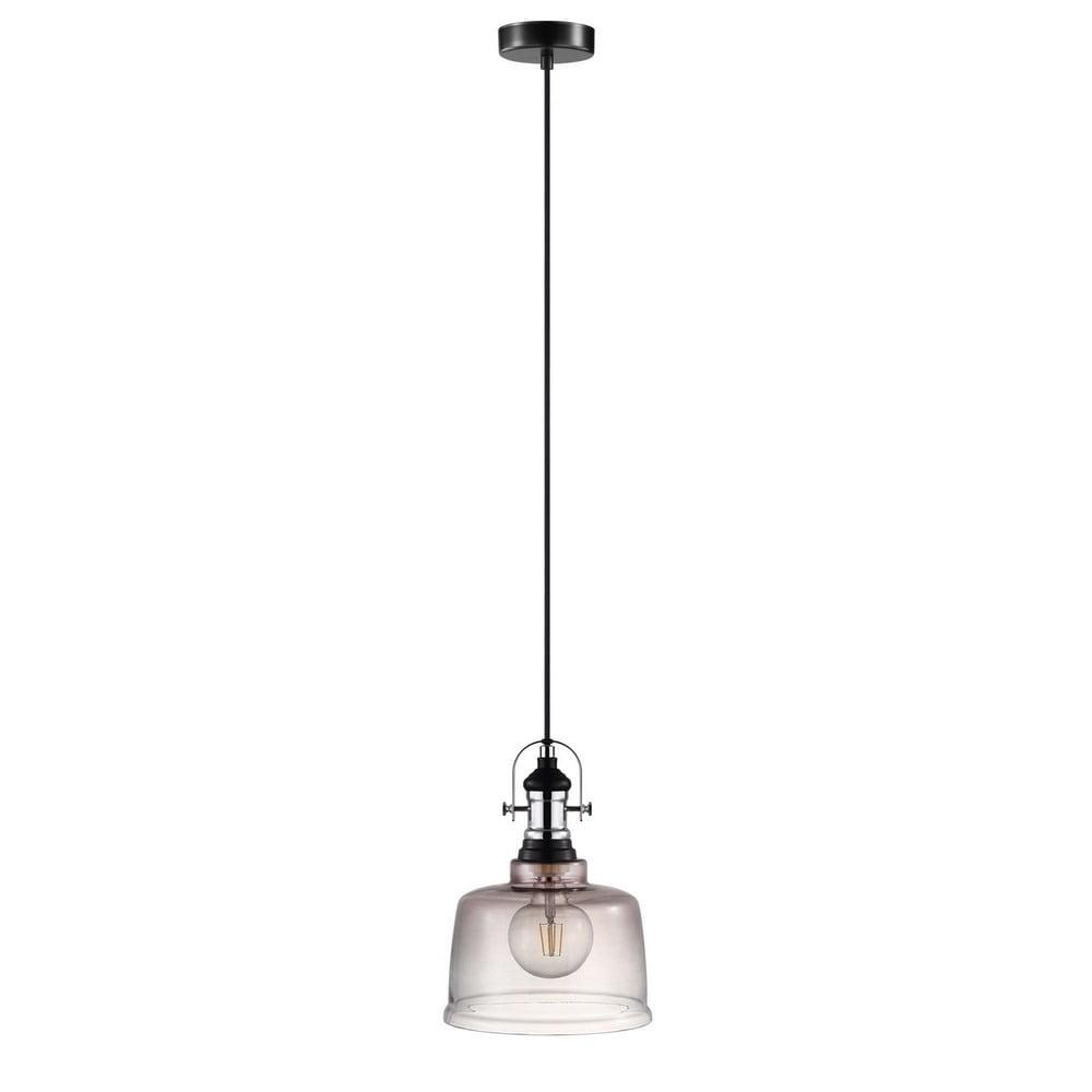 Gilwell 9'' Matte Black & Chrome Mini Pendant with Smoked Glass Shade