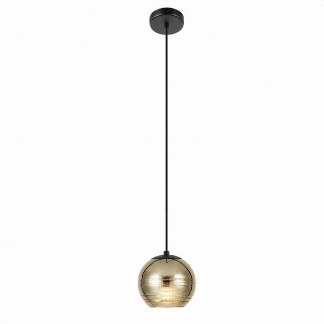 1-Light Lemorieta Mini Pendant Black Finish with Gold Vaporized Glass Shade - EGLO