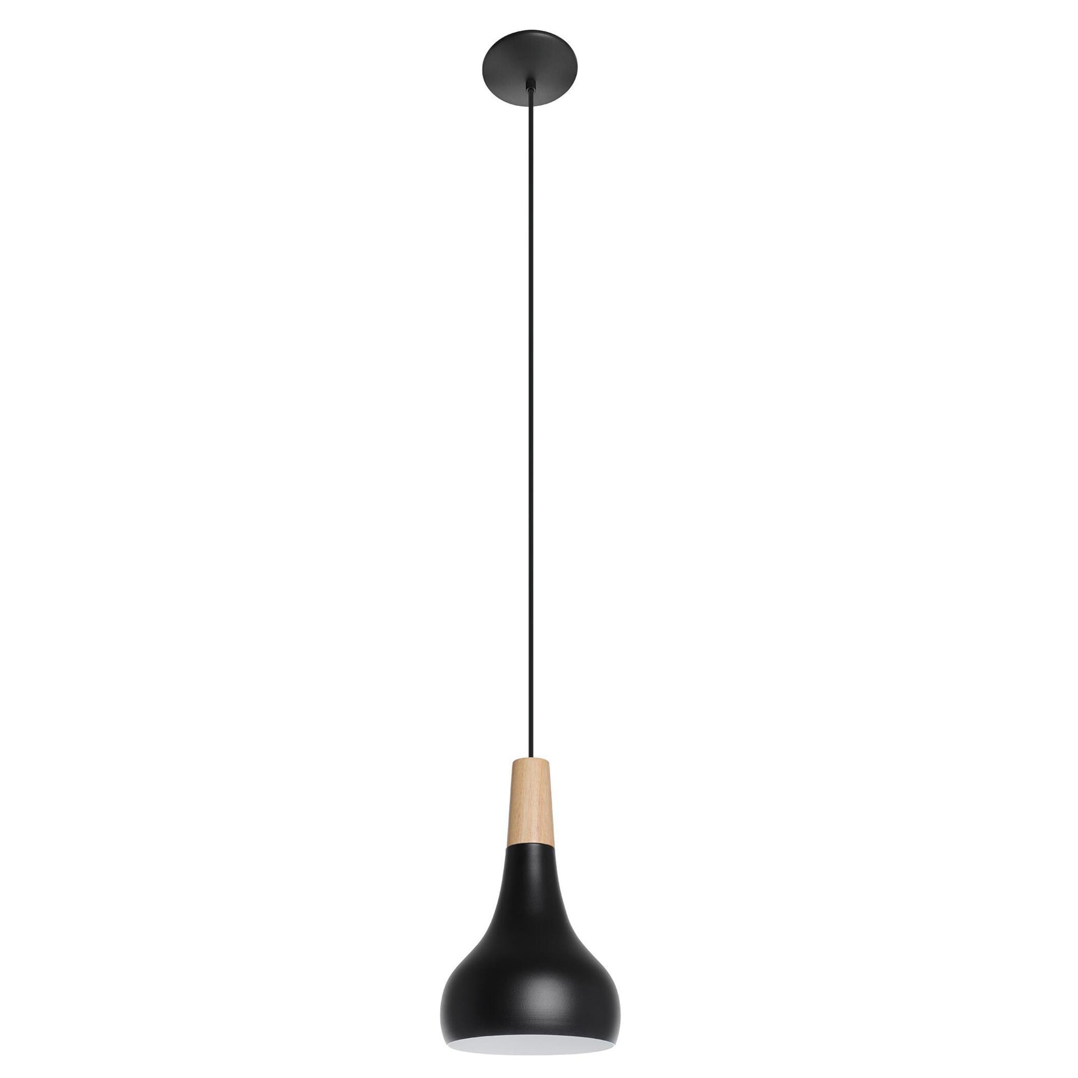 Sabinar Transitional Mini Pendant Light with Structured Black and Shiny White Metal Shade