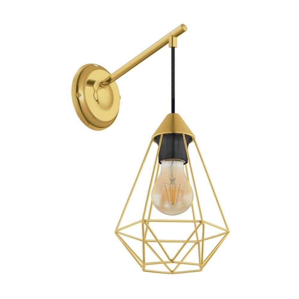 1-Light Tarbes Open Frame Geometric Wall Light Brushed Brass Finish - EGLO: ETL Listed, Adjustable, No Bulb Included