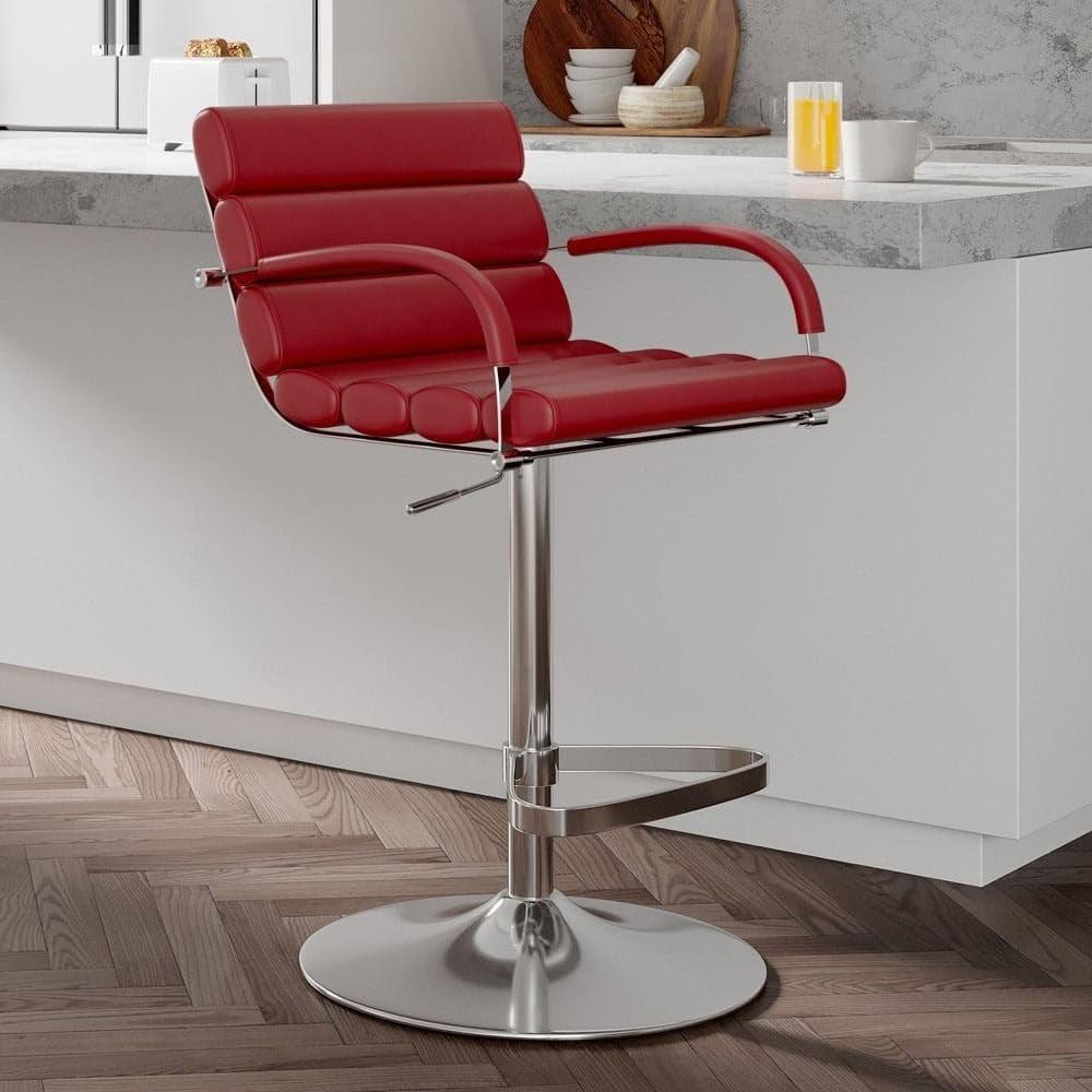 Ego Red Adjustable Height Swivel Bar Stool with Chrome Base