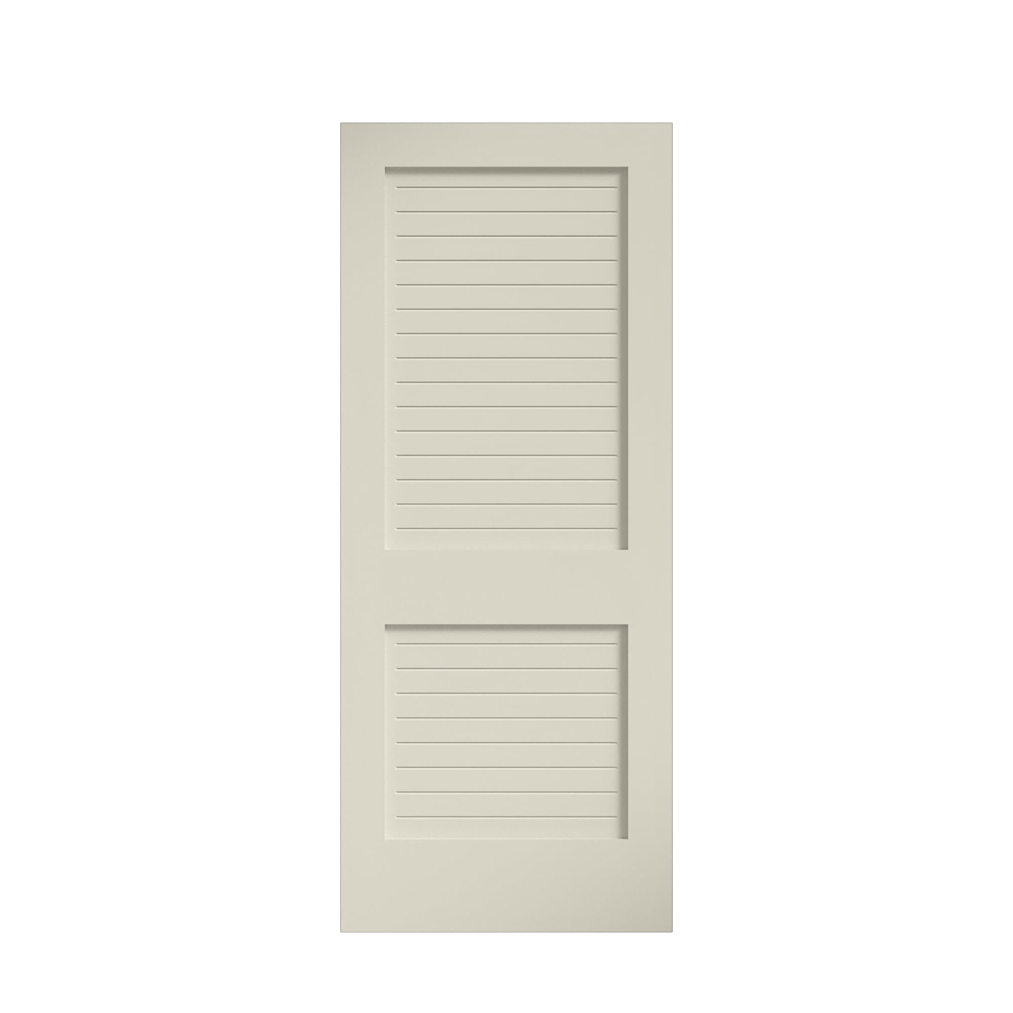 EightDoors 80-in 2-Panel Louvered Wood Primed Shaker Slab Door