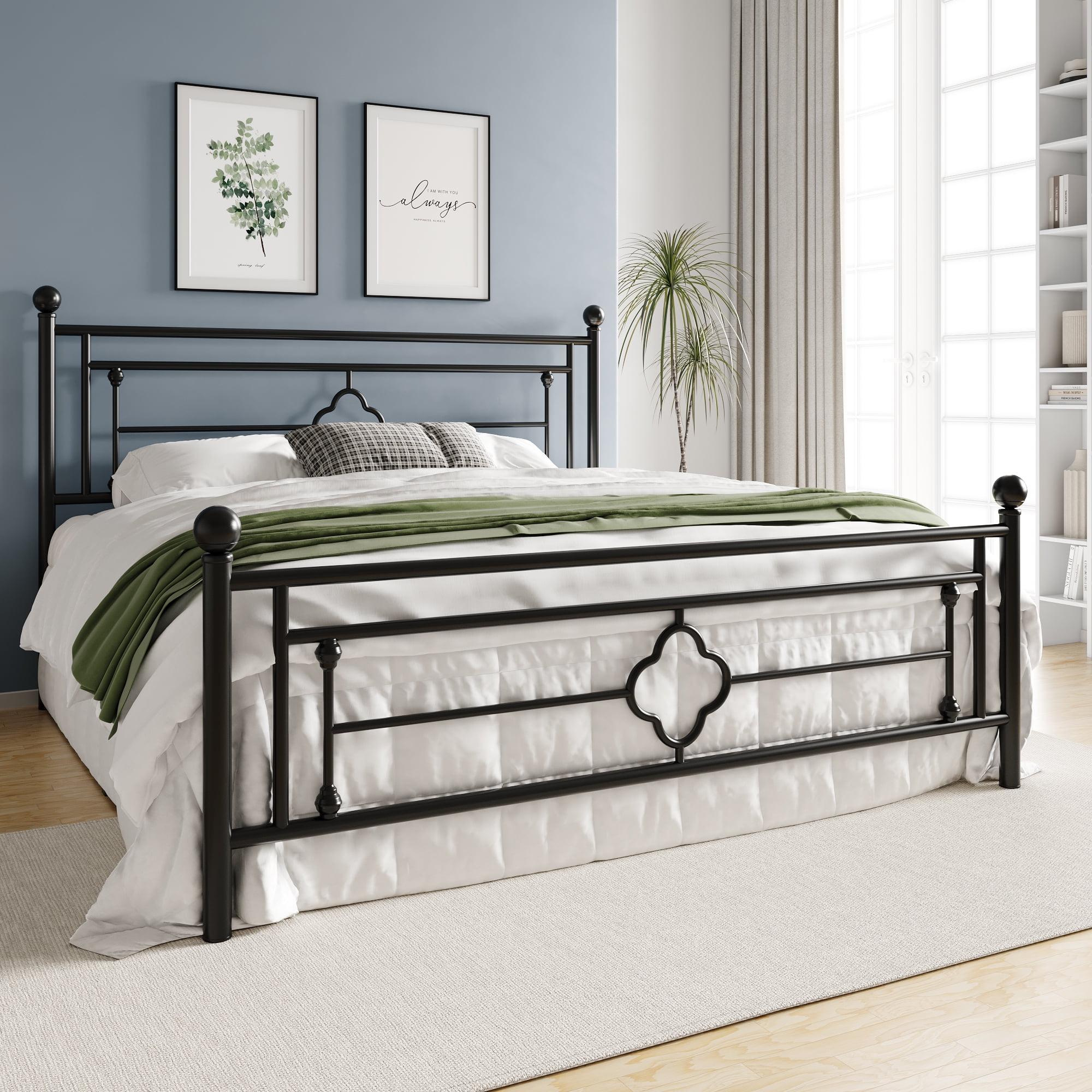 Ajayceon Metal Platform Bed Frame With Vintage-Style Headboard And Footboard