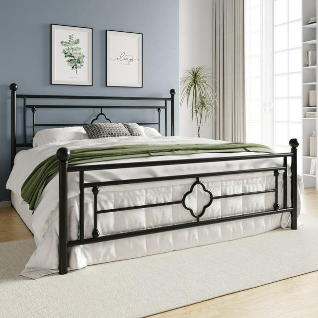 Ajayceon Metal Platform Bed Frame With Vintage-Style Headboard And Footboard