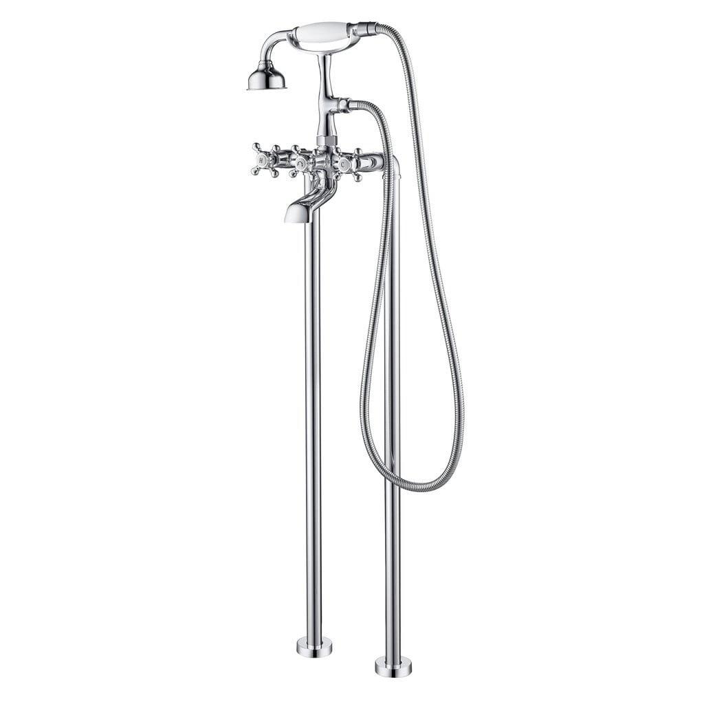 Polished Chrome Victorian Freestanding Tub Filler with Hand Shower