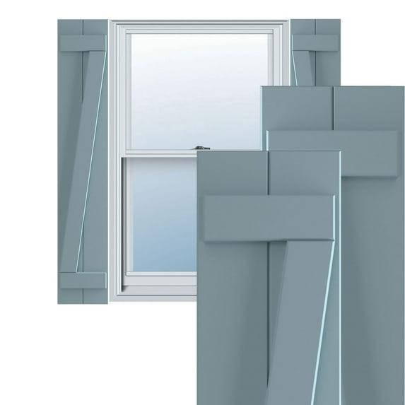 Ekena Millwork 10 Persianas True Fit de PVC de 3/4" de Ancho x 59" de Alto, Dos Tableros Unidos, Tablero y Bate con Barra en Z, Azul Pacífico (por Par, Hardware No Incluido)