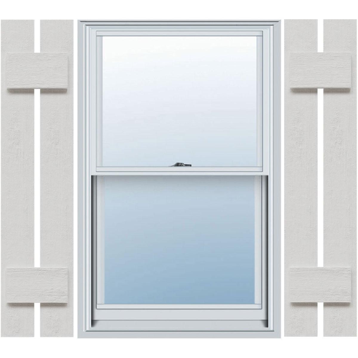 Ekena Millwork Timberthane Faux Rustic Spaced Board-n-Batten Faux Wood Shutters