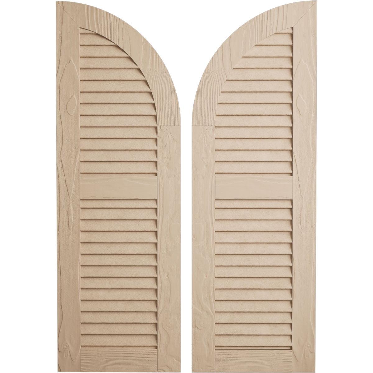 Timberthane Two Equal Louver w/Quarter Round Arch Top Faux Wood Shutters (Per Pair)