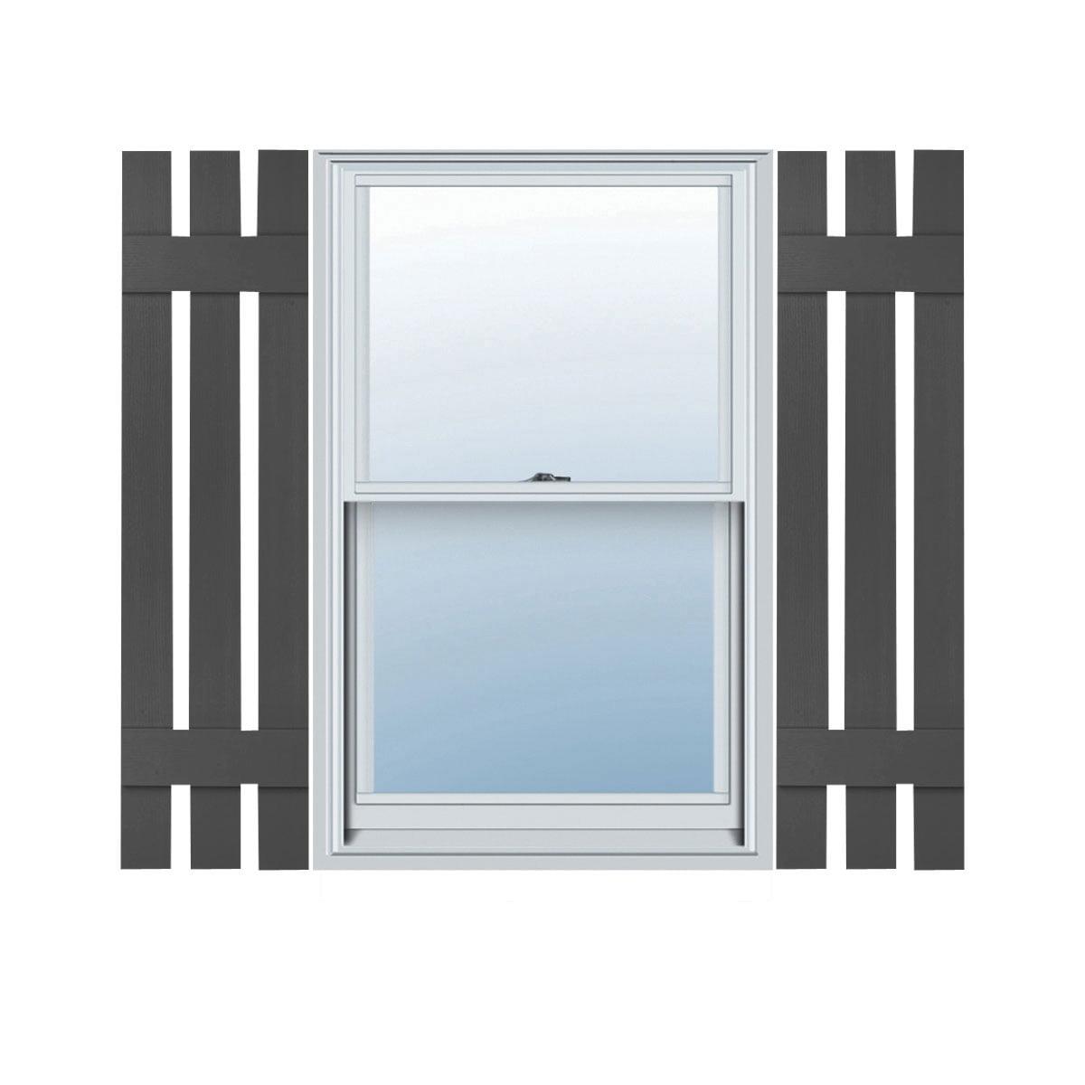 Ekena Millwork 12 in. W x 43 in. H Builders Edge, Standard Three Board Spaced, Board-n-Batten Shutters, Includes Matching Installation Spikes (Per Pair), 018 - Tuxedo Grey