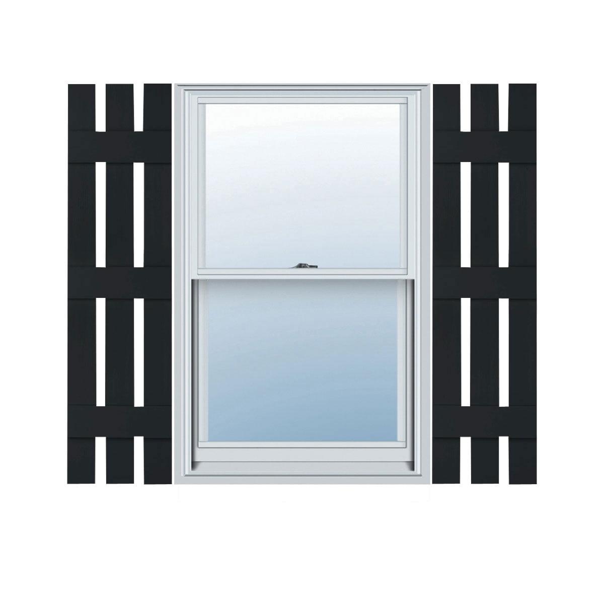 Ekena Millwork 12 in. W x 67 in. H Builders Edge, Standard Three Board Spaced, Board-n-Batten Shutters, Includes Matching Installation Spikes (Per Pair), 002 - Black