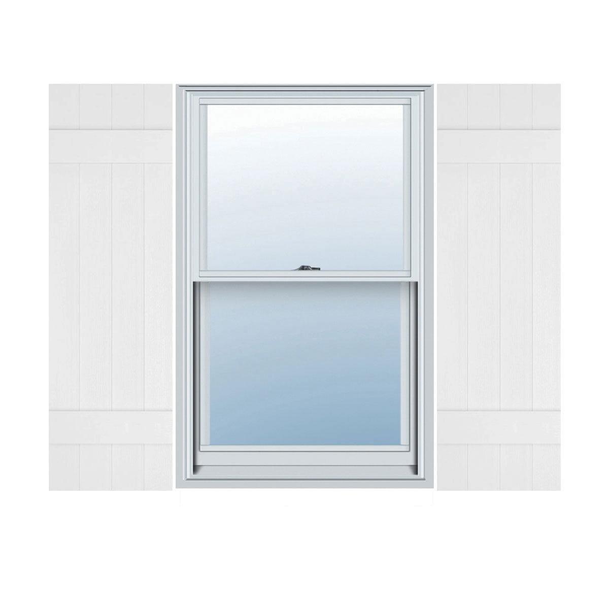 Ekena Millwork 14 in. W x 53 in. H Builders Edge, TailorMade Four Board Joined (2 Batten), Board-n-Batten Shutters, Includes Matching Installation Spikes (Per Pair), 117 - Bright White