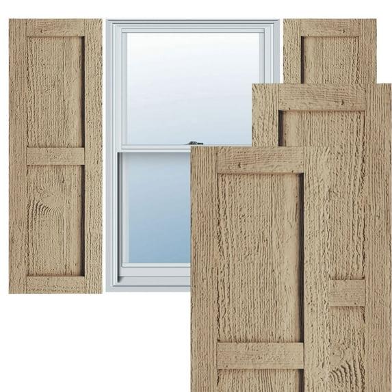 Ekena Millwork Rustic Two Equal Panel Flat Panel Faux Wood Shutters (Per Pair)