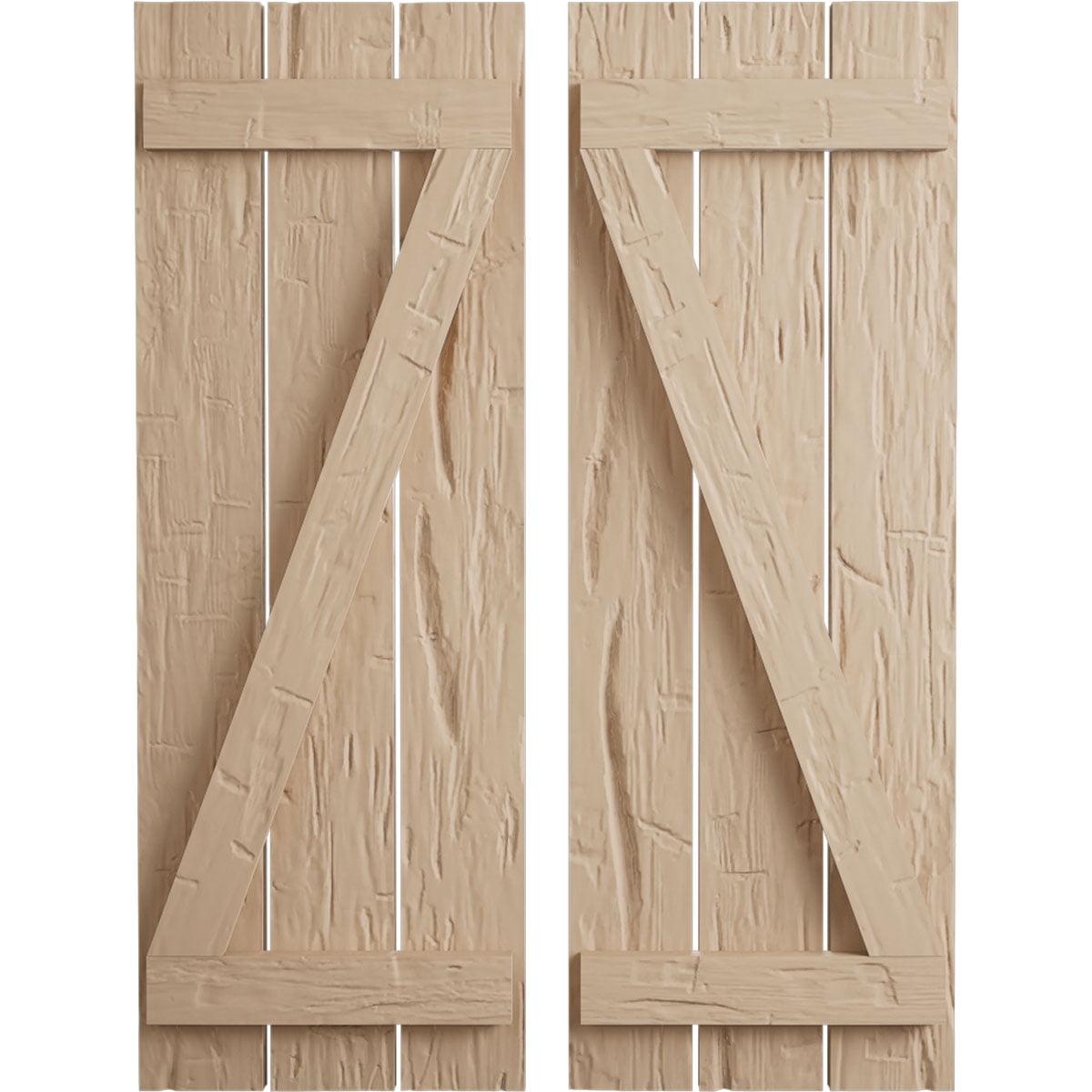 Rustic Three Board Spaced Board-n-Batten Faux Wood Shutters w/Z-Board (Per Pair)