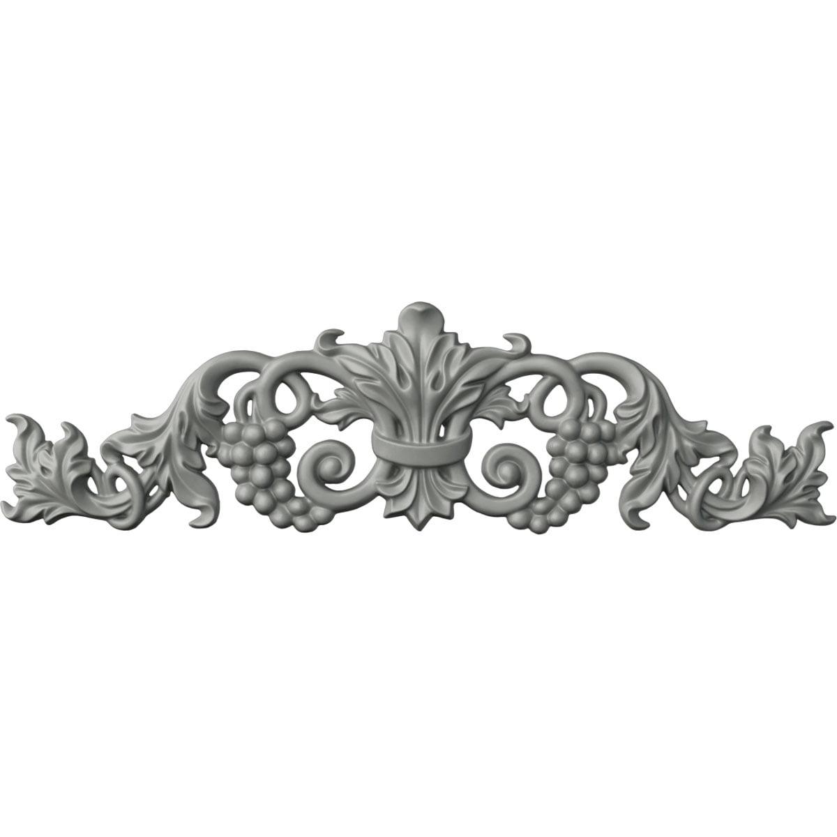 Ekena Millwork 19 1/4"W x 5 3/8"H x 7/8"P Small Grape and Leaf Center with Scrolls Onlay