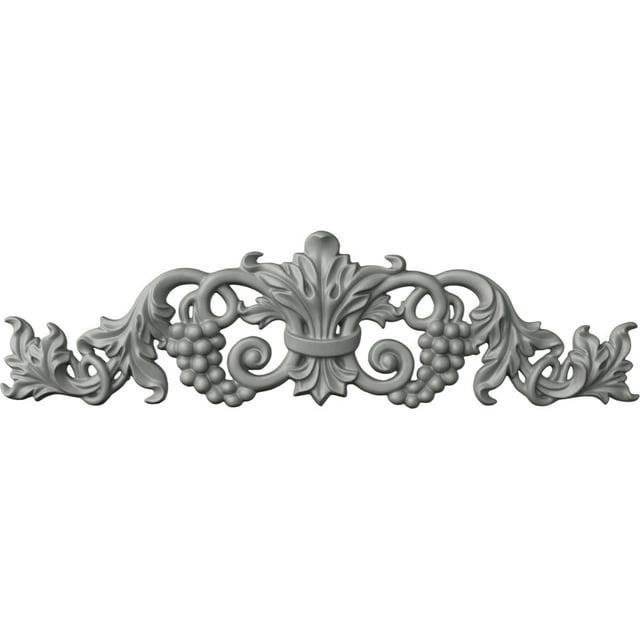 Ekena Millwork 19 1/4"W x 5 3/8"H x 7/8"P Small Grape and Leaf Center with Scrolls Onlay