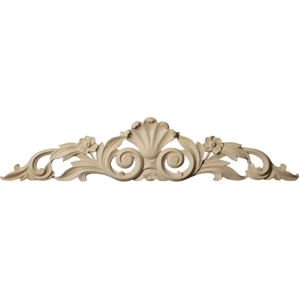 Ekena Millwork 24 1/8"W x 5 1/8"H x 3/4"D Medium Farmingdale Center with Scrolls, Maple