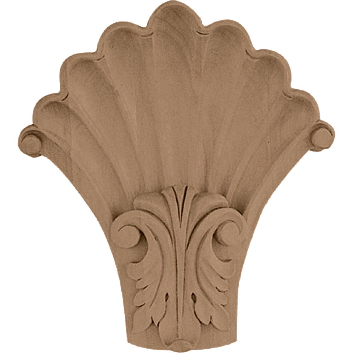 Ekena Millwork 5 1/4"W x 2"D x 6 1/2"H Medium Acanthus in Shell Corbel, Lindenwood
