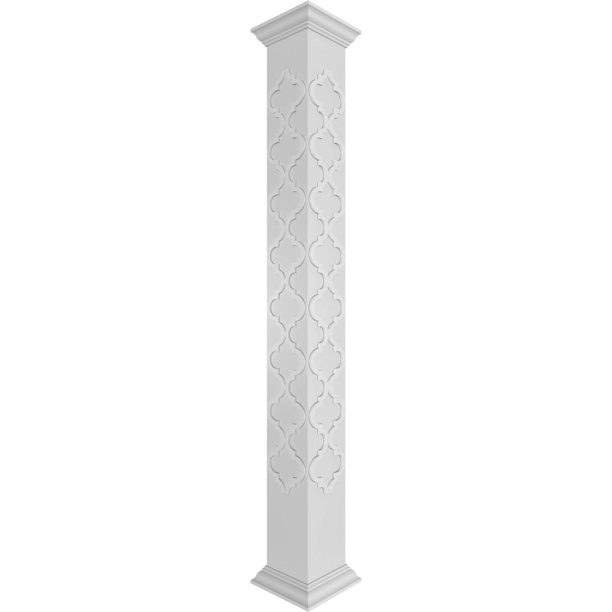 Elegant 8' Unfinished PVC Square Column with Crown Fretwork