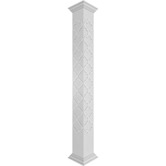 Ekena Millwork Craftsman Classic Square Non-Tapered Large Marrakesh Fretwork Column w/ Crown Capital & Base