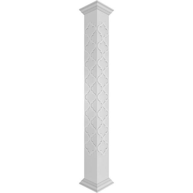 Ekena Millwork Craftsman Classic Square Non-Tapered Large Marrakesh Fretwork Column w/ Crown Capital & Base
