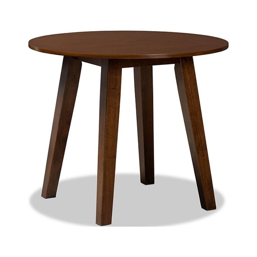 Ela 36" Contemporary Walnut Round Wood Dining Table