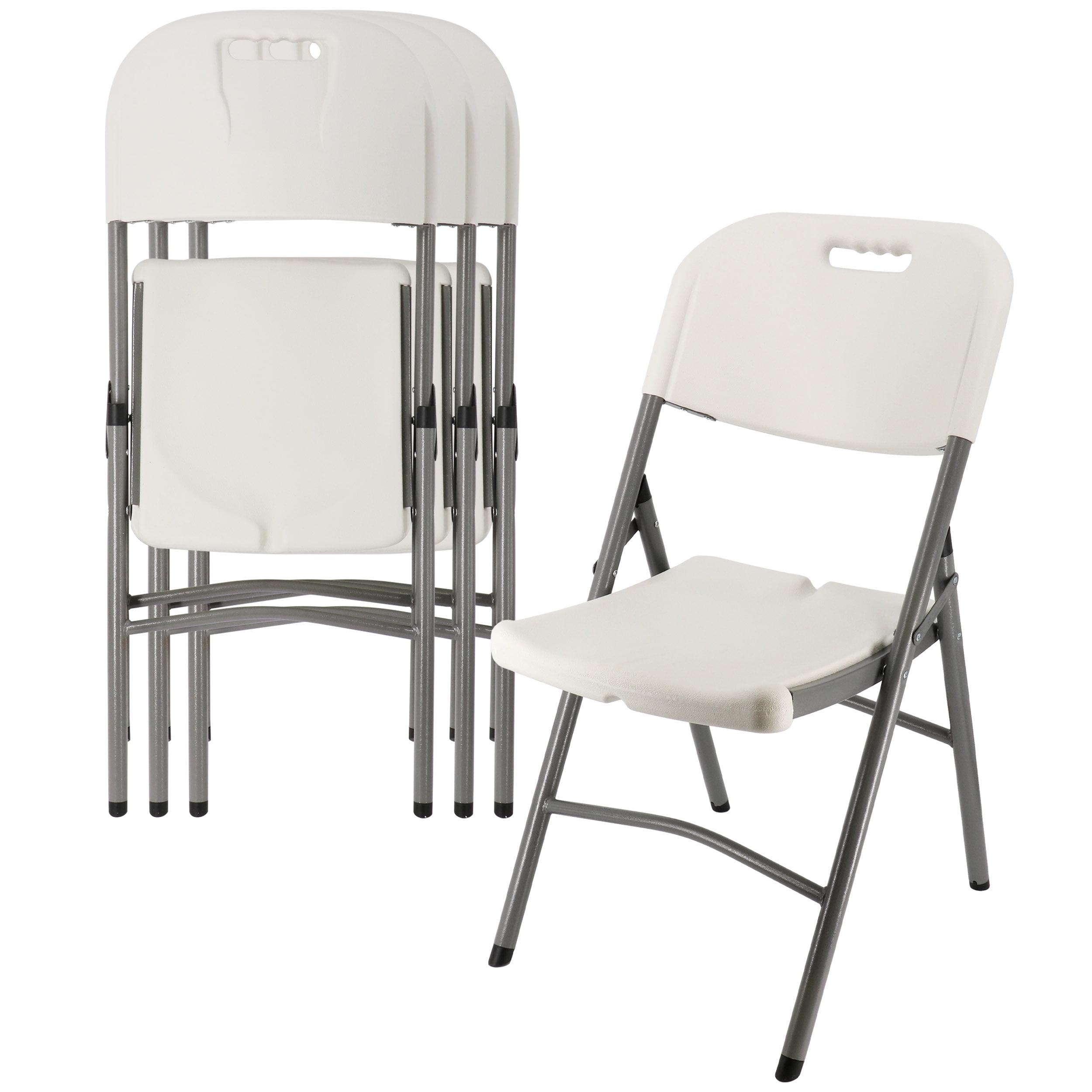 Elama 4 Piece White and Silver Folding Chair Set