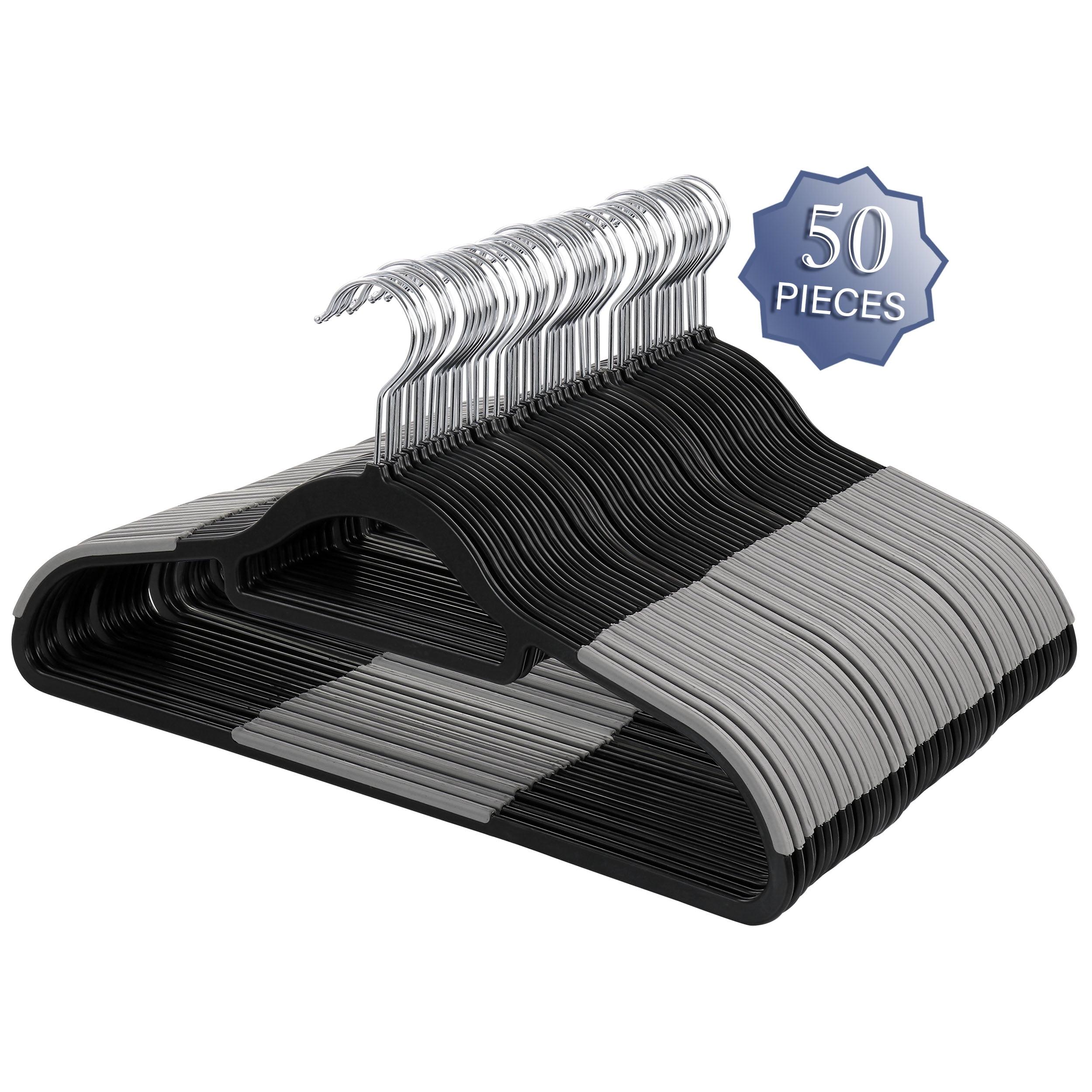 Elama Home 50 Piece Plastic Non Slip Hanger in Black and Gray