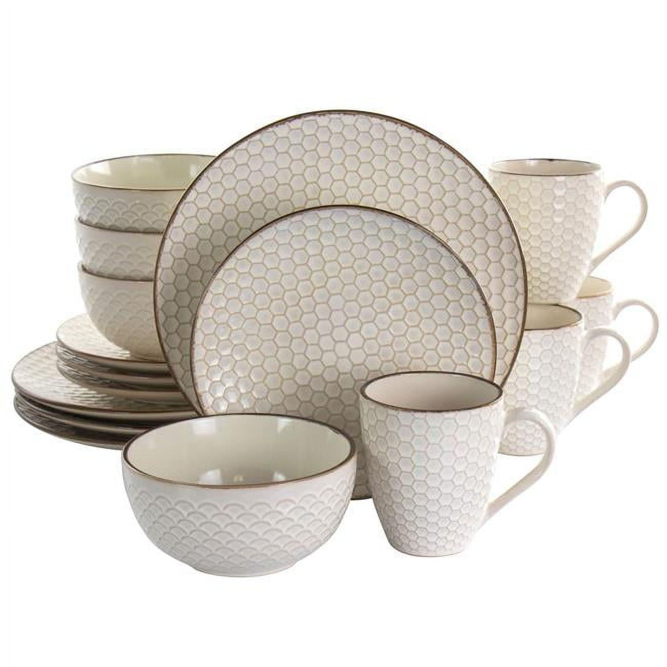 Honey Ivory Textured Ceramic 16-Piece Dinnerware Set