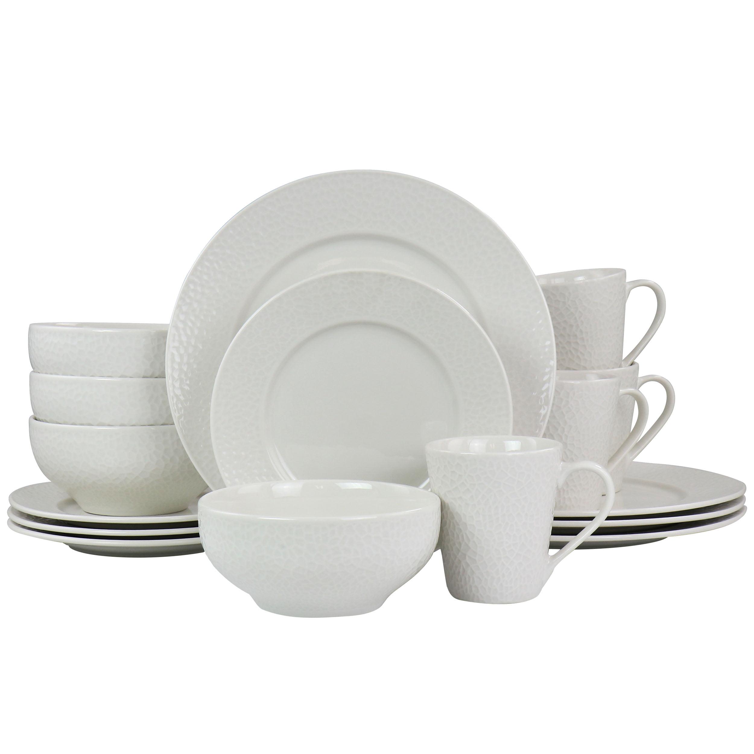 Jasmine White Porcelain 16-Piece Dinnerware Set