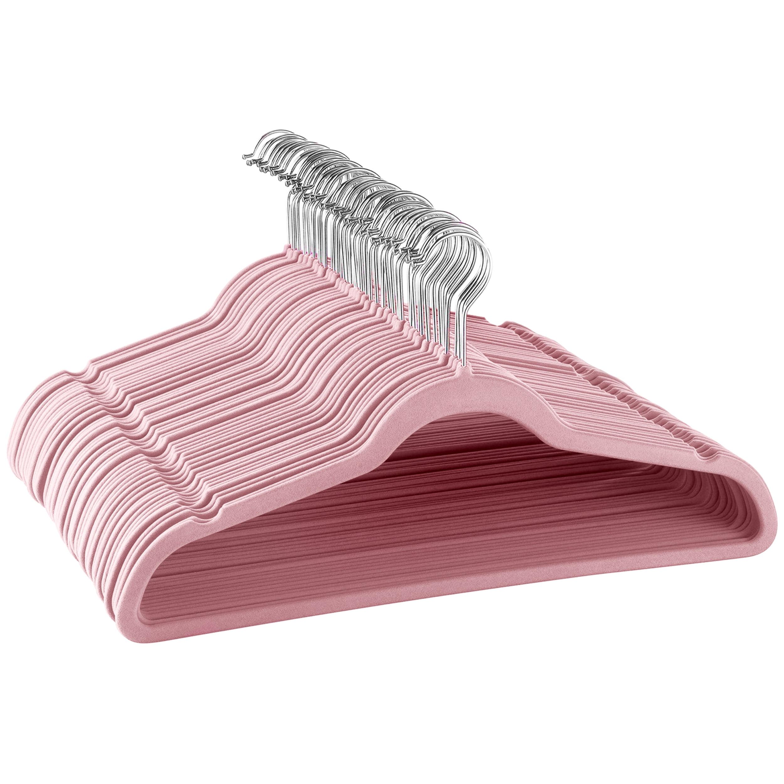 Juvale 50 Pack Pink Velvet Baby Clothes Hangers for Closet Storage, Children's Nursery, Kid's Closet, Slip-Resistant, 11 In