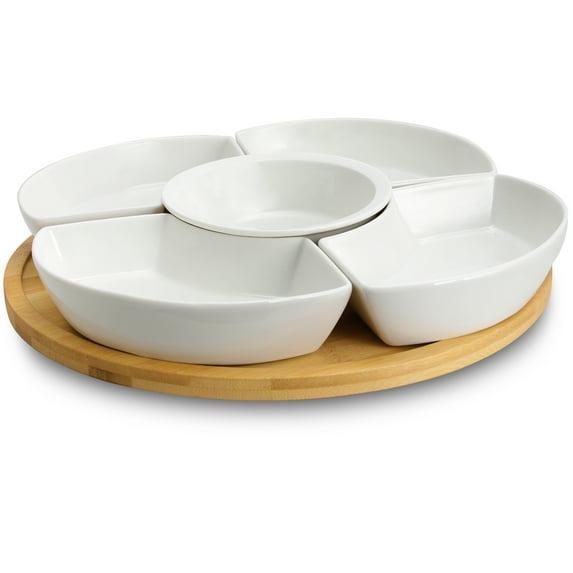 Elama Signature 12 1/4 inch 6 Piece Lazy Susan Appetizer and Condiment Server Set