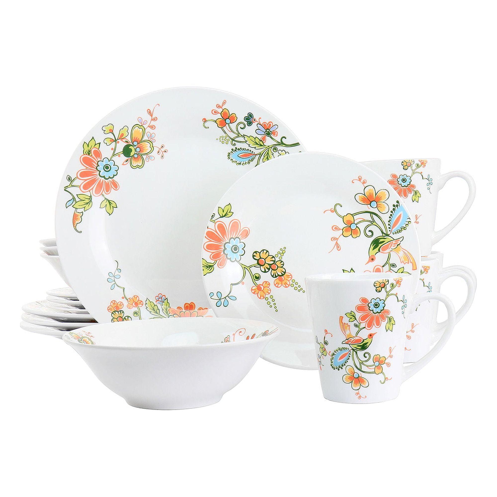 Spring Bloom 16-Piece Floral Porcelain Dinnerware Set