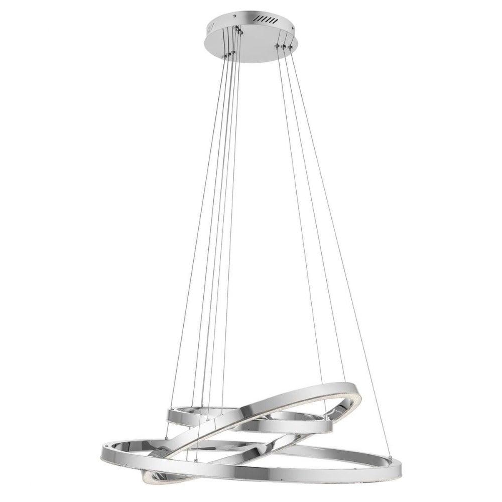 Chrome LED 3-Ring Pendant with Clear Acrylic Diffuser