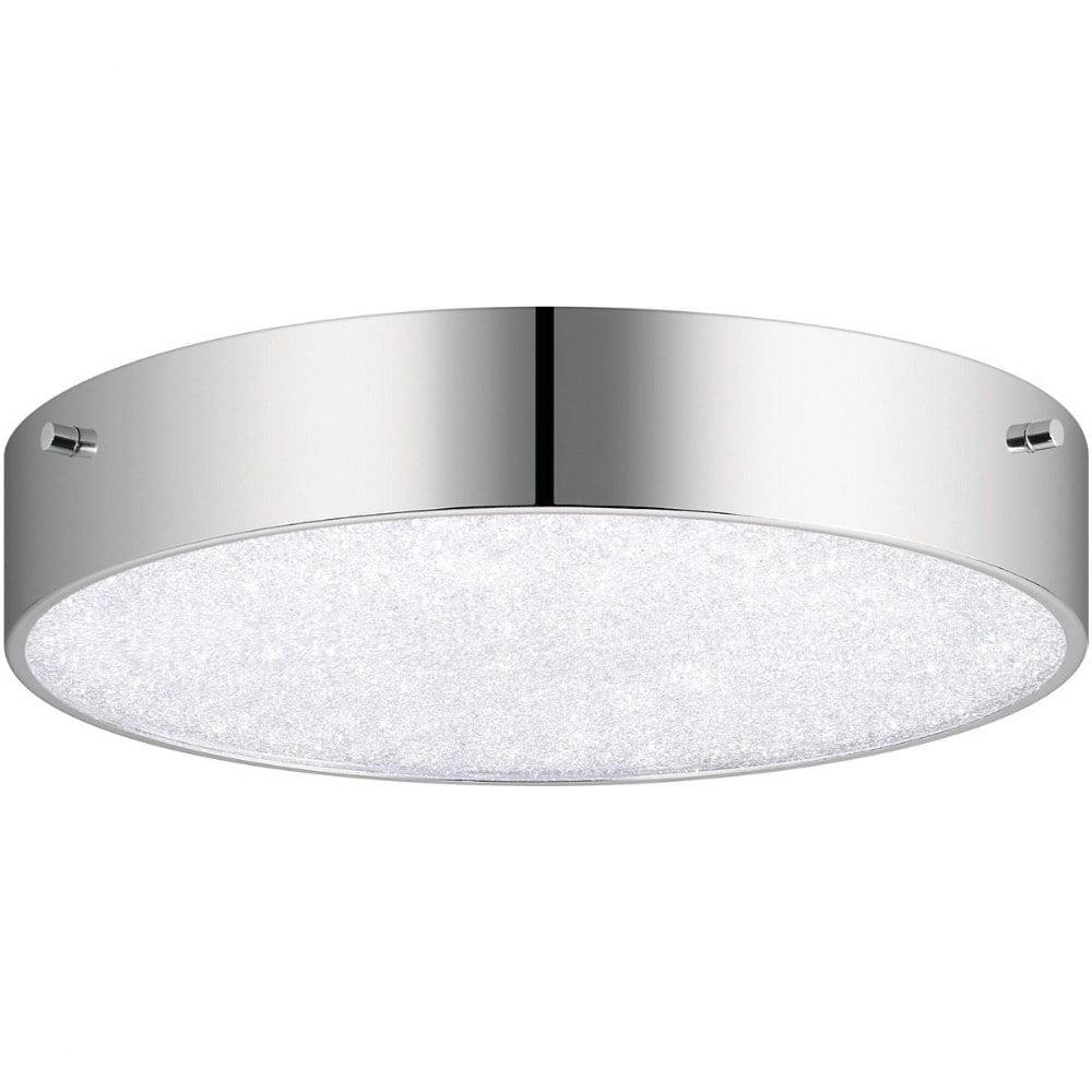 Elan Crystal Moon Chrome LED Flush Mount with Cubic Zirconia