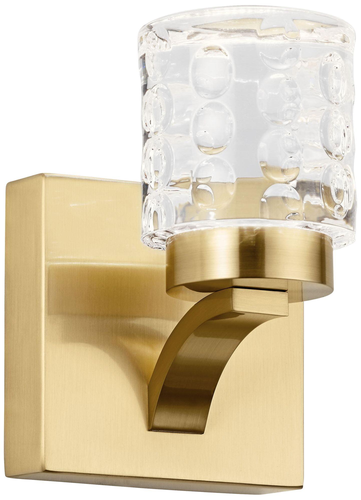 Champagne Gold Cylinder Dimmable LED Wall Sconce with Clear Acrylic Shade