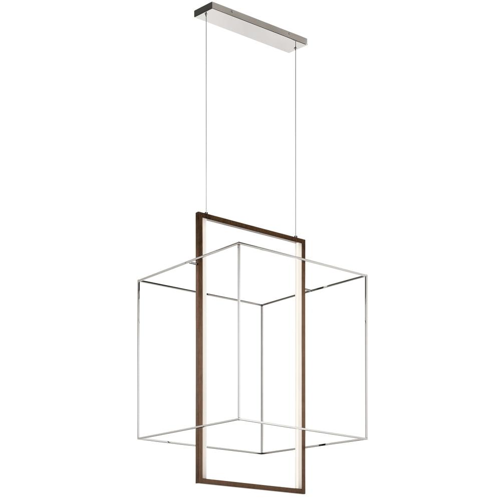 Viho Square Polished Nickel 42" LED Pendant with Frosted Acrylic