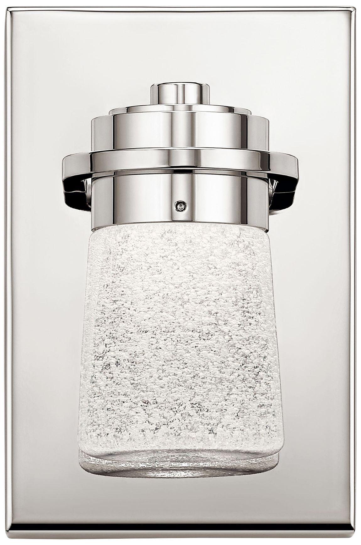 Polished Nickel LED Wall Sconce with Clear Bubble Glass