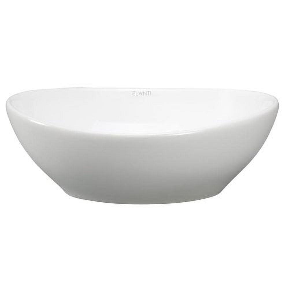 Compact White Ceramic Oval Vessel Bathroom Sink