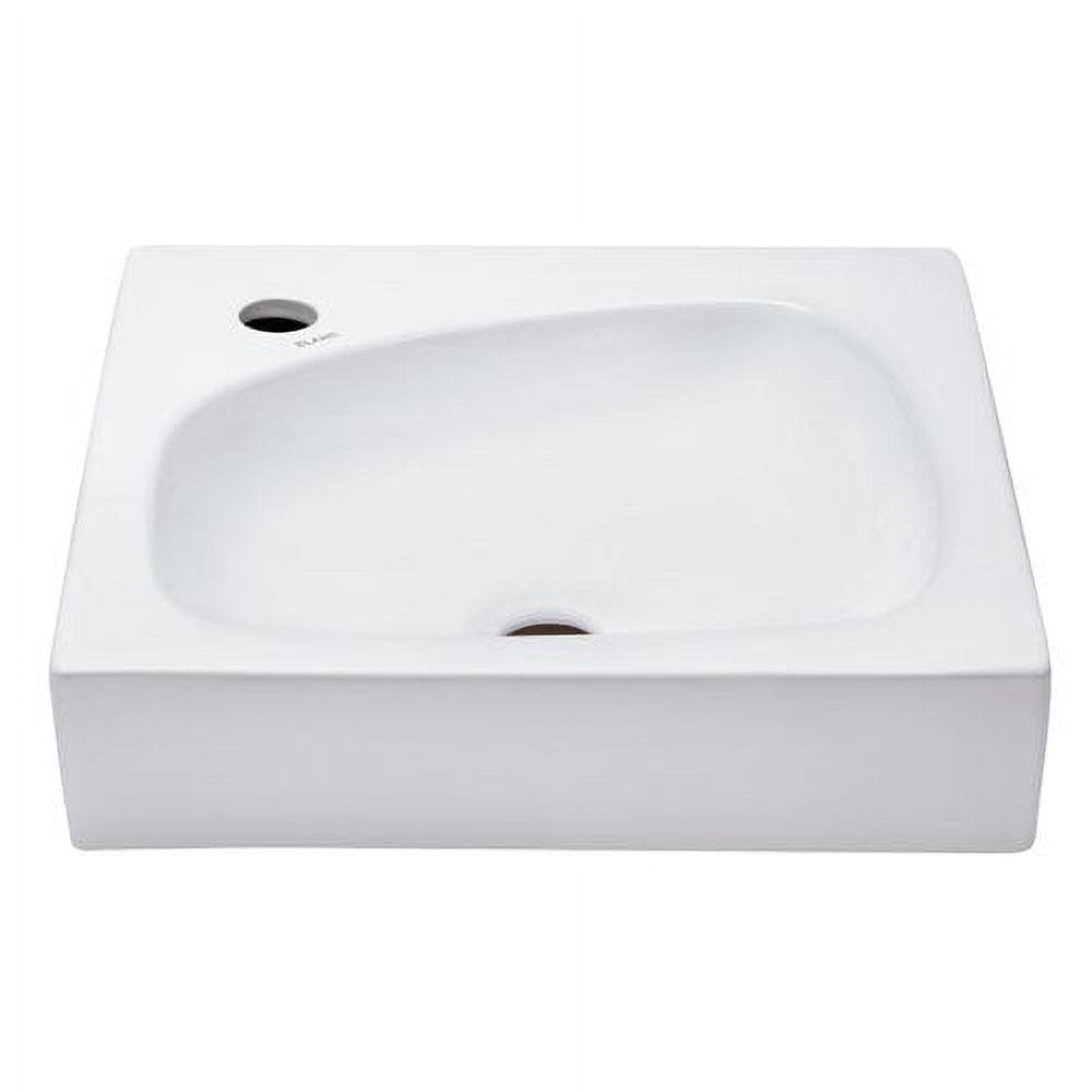 Elanti 16'' White Ceramic Square Wall-Mount Bathroom Sink