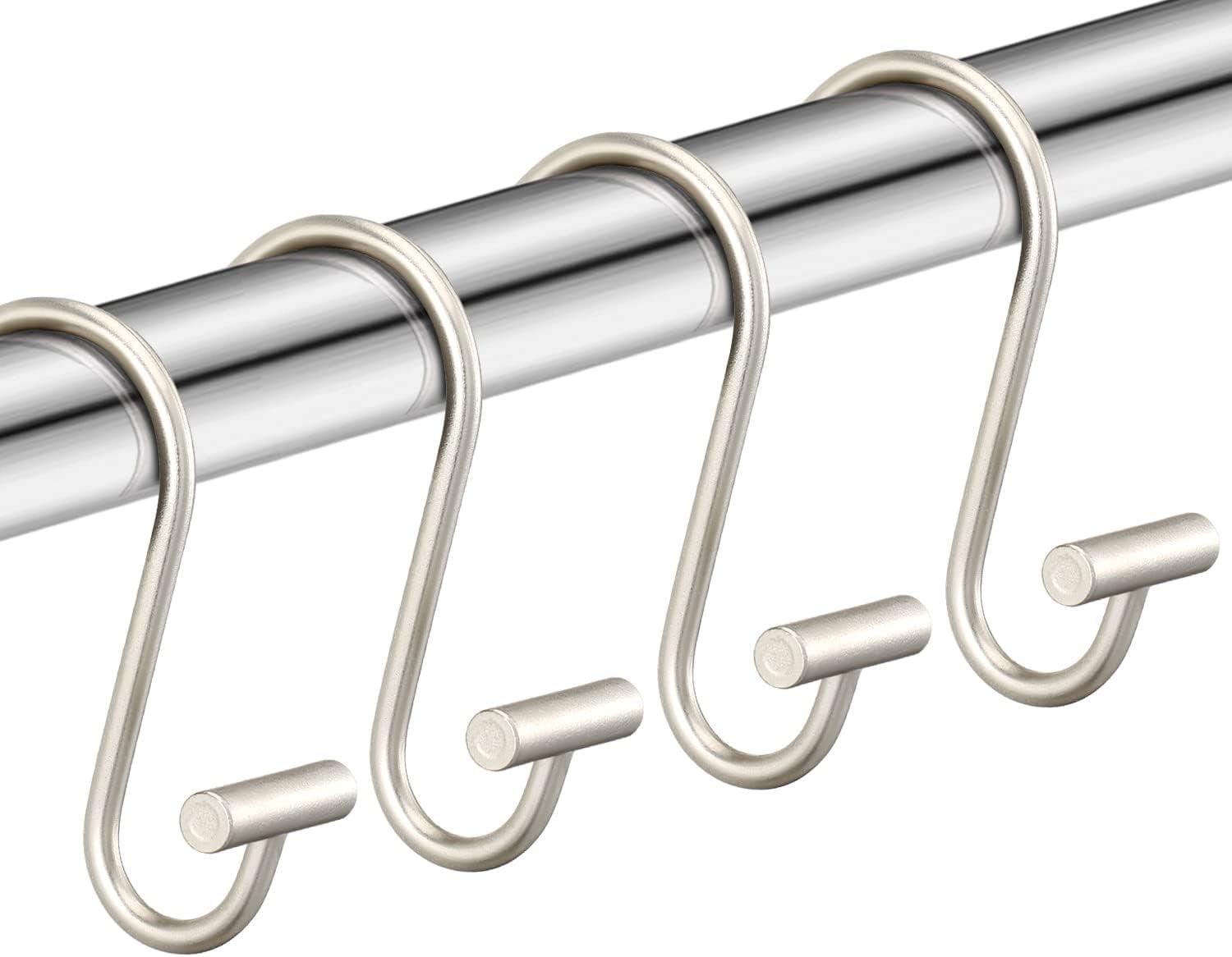 Nickel T-Bar Rustproof Shower Curtain Hooks Set of 12