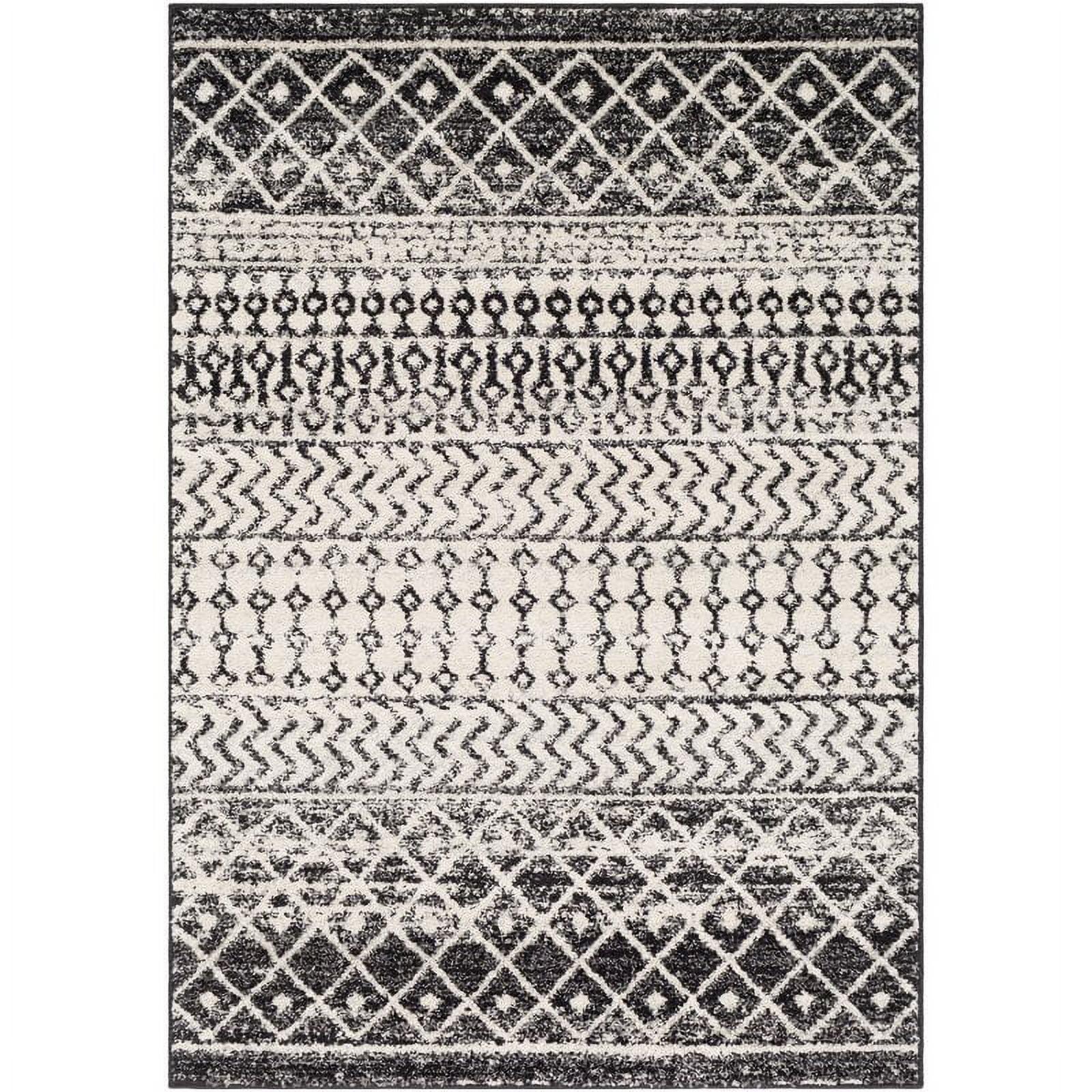 Elaziz ELZ-2307 7'10" x 11' Rug in Black/Light Gray/Medium Gray/White