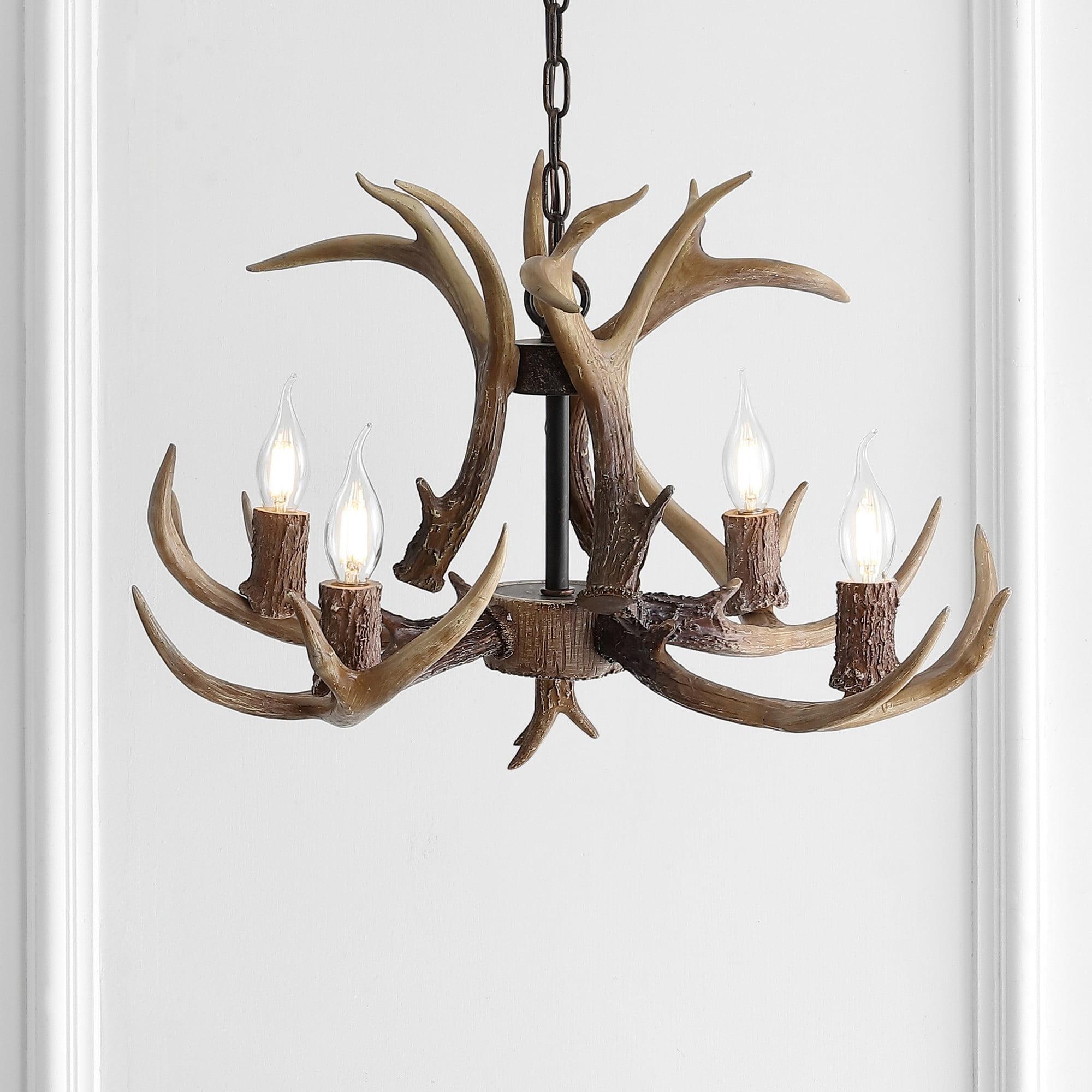 Eldora 27" Brown Resin Antler 4-Light LED Chandelier