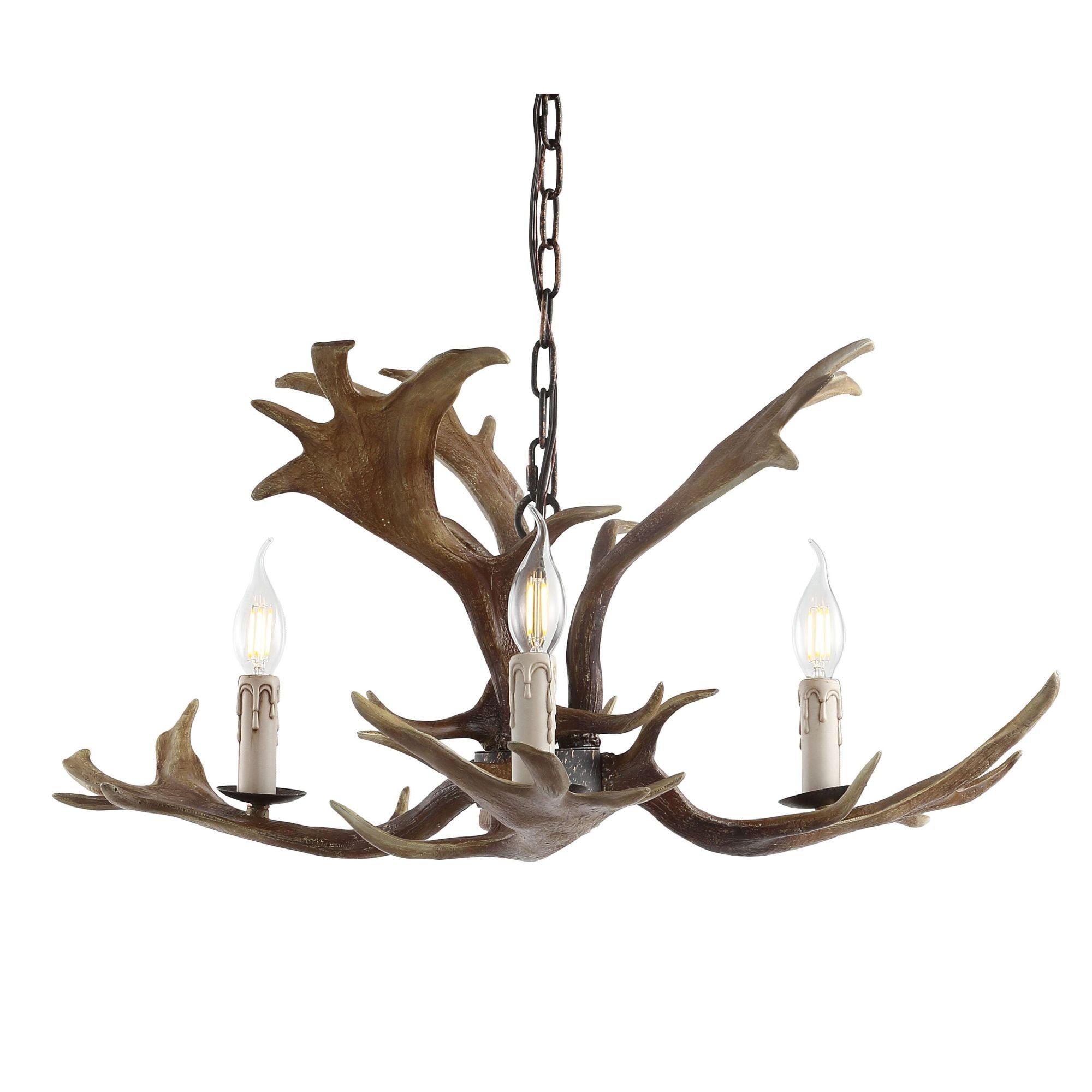 JONATHAN Y Speller Adjustable Resin Antler 3-Light LED Chandelier